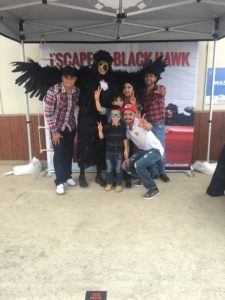 hawk mascot and fans
