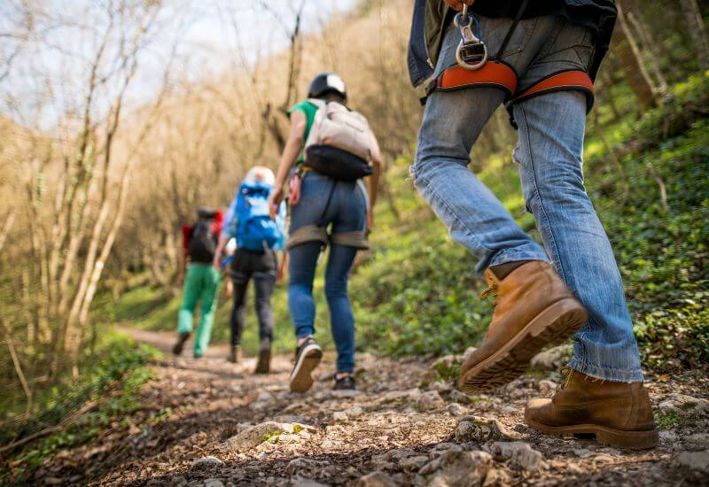 Group of people hiking safely in Black Hawk, CO